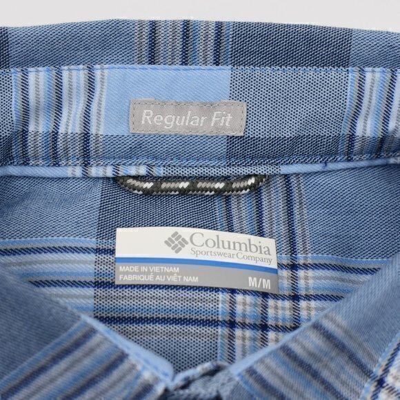 Columbia Short Sleeve Button-Down Shirt Size Medium Color Blue Plaid Gently Used - Picture 4 of 5